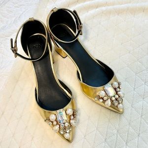 Golden jeweled heels ASOS